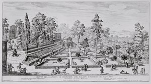 De lusttuin en het paviljoen van paus Pius IV (1499-1565) in het Vaticaanse paleis, uit 